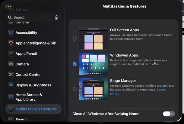 Как использовать оконный режим приложений на iPad с iPadOS 26