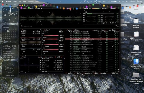Добавляем падающий снег и гирлянды на Mac с помощью Snowy