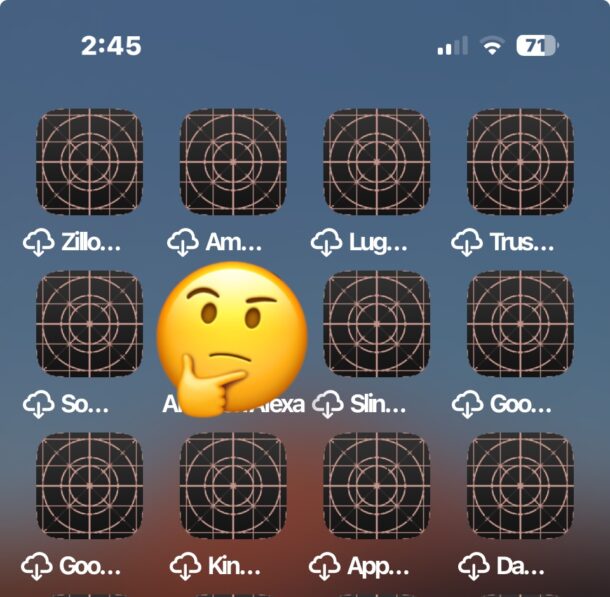 Как исправить пустые белые/серые иконки с крестом и кругами на iPhone