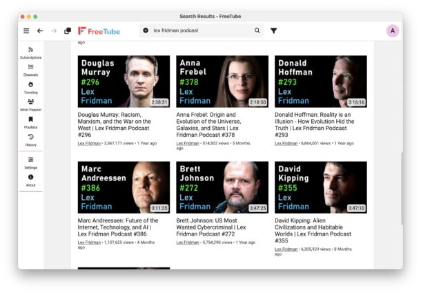 Смотрите YouTube без рекламы с FreeTube для Mac, Windows, Linux