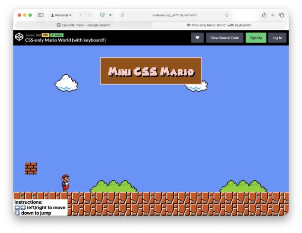 Вот вам играбельная версия Марио, сделанная только на CSS