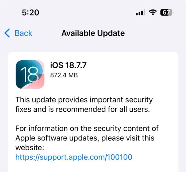 Вышло обновление iOS 18.7.7 для тех, кто пока не переходит на iOS 26+