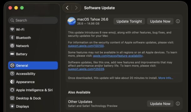 Вышло обновление MacOS Tahoe 26.6 для Mac