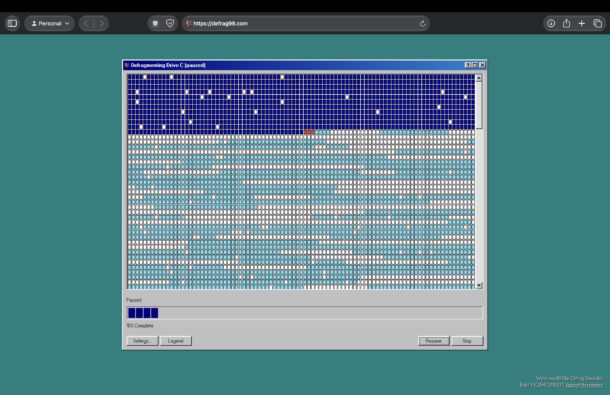 Прикол с симулятором дефрагментации диска из Windows 98